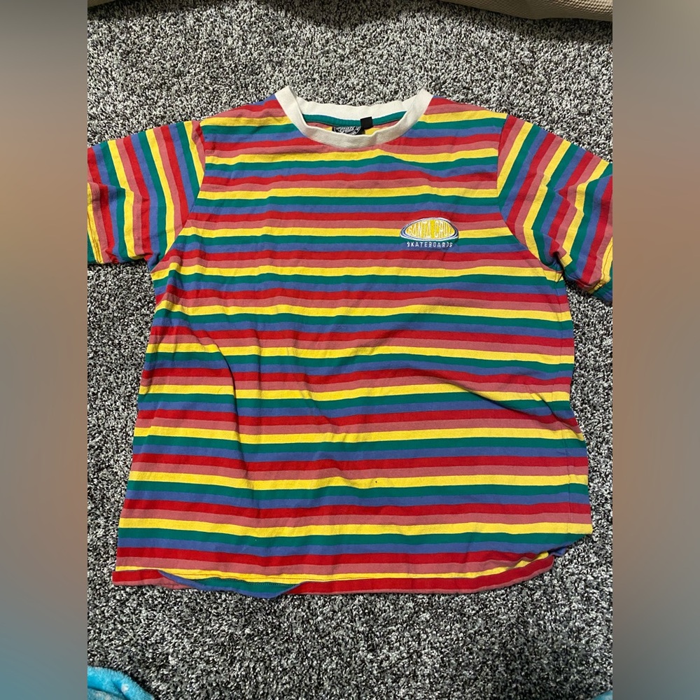 Santa cruz multi color cropped t shirt.